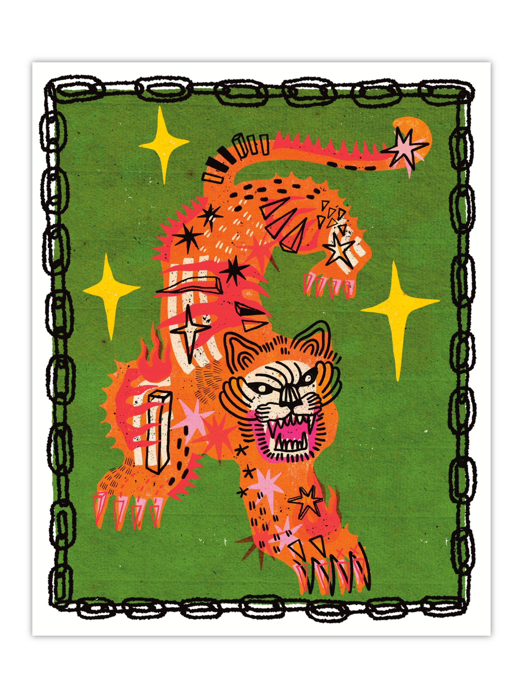 Tiger In Green Print