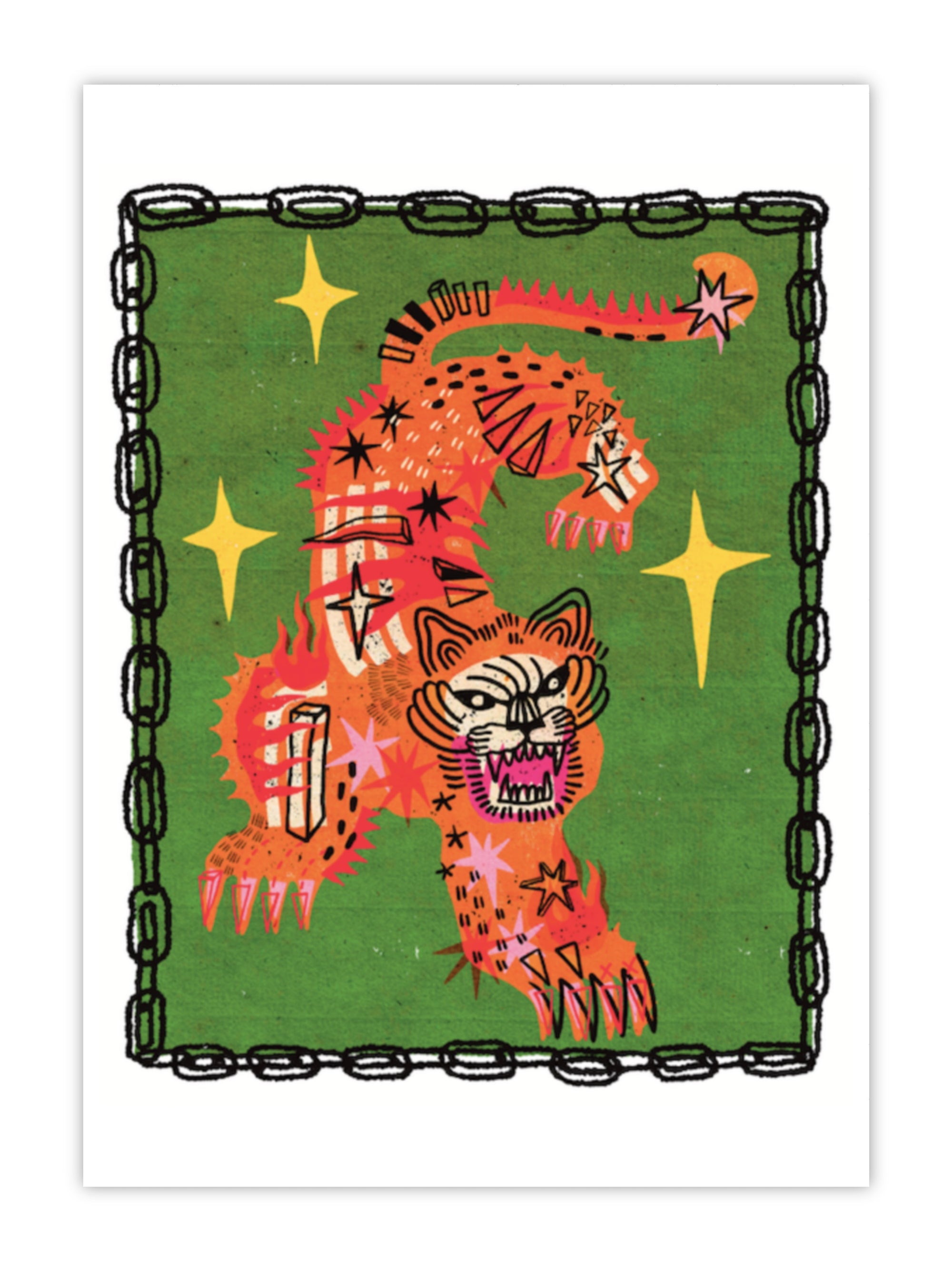 Tiger In Green Print